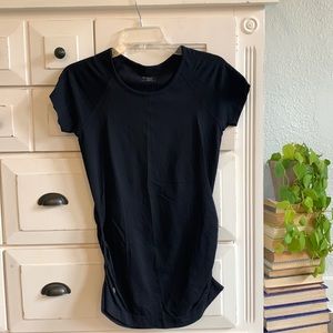 Athleta black short sleeved workout top- small